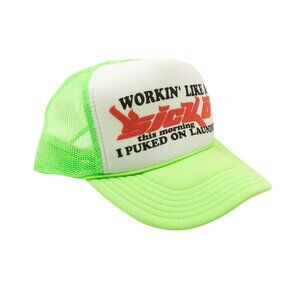 Sicko Men’s Neon Green And White Working Like a Trucker Hat Streetwear SOLD OUT